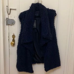 Zara Navy Blue Fuzzy Vest